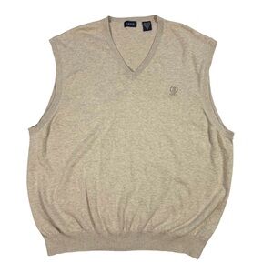 IZOD V-Neck Sweater Vest Mens XXLTan Sleeveless Preppy Grandpa Old Money